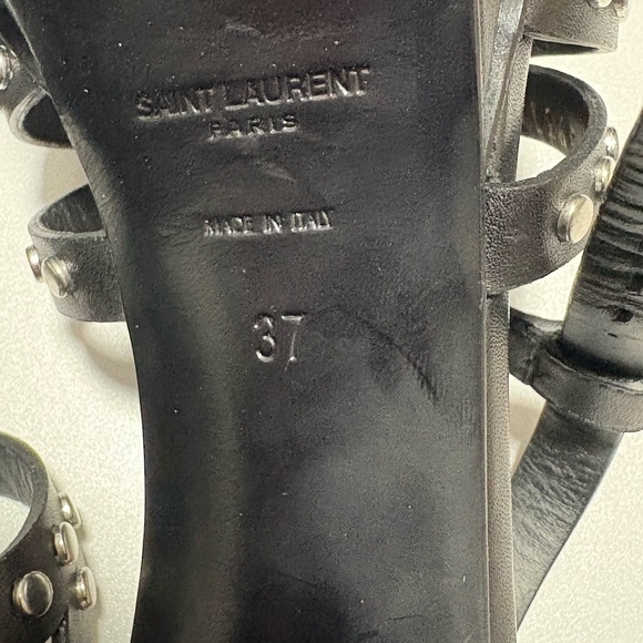 Saint Laurent Leather Studded Accents Gladiator Sandals - Picture 9 of 9